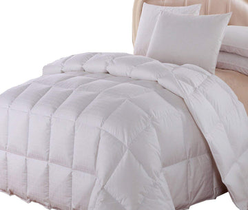 Dobby Down Comforter, Duvet Insert, 100% Cotton 300-Thread-Count, Queen Size, Down White