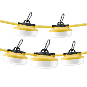 LED Construction String Lights 50FT, 5000 LM, 5000K Daylight LED String Work Lights, 50W Temporary Lighting for Job