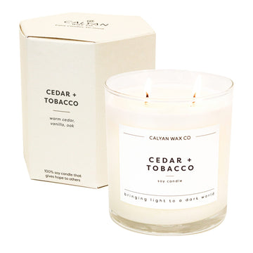 Cedar & Tobacco 2 Wick Scented Candle - 37 Hour Burn