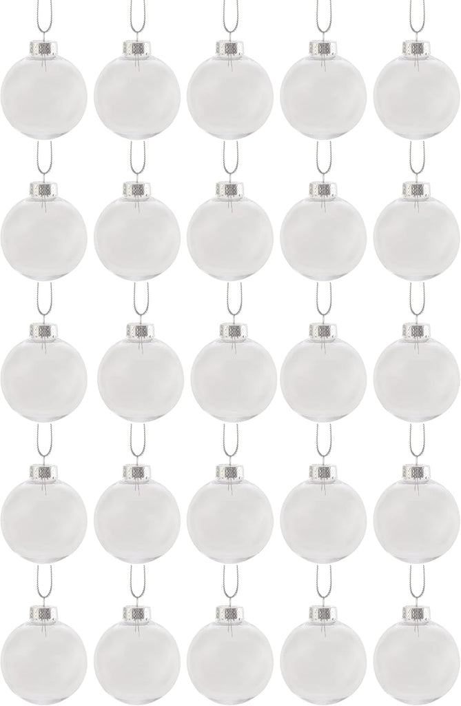 Bulk Value pcs - 67mm (2-5/8 Inch) Round Clear Plastic Ball Ornaments - Set of 25