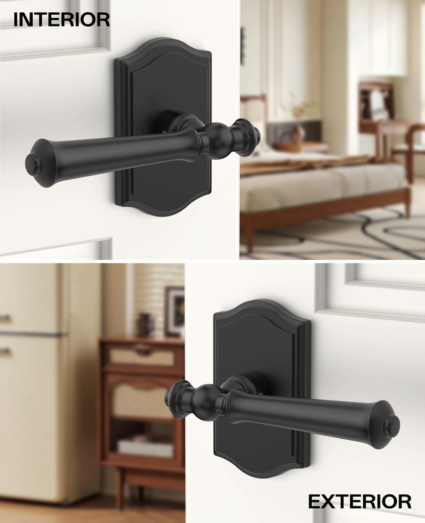 8 Pack Matte Black Passage Interior Door Handles