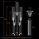 4 Sets 5 Arms Acrylic Candelabra Centerpieces for Tables,Clear Candle Holder,Ceremony Dinner Party, 27" Tall
