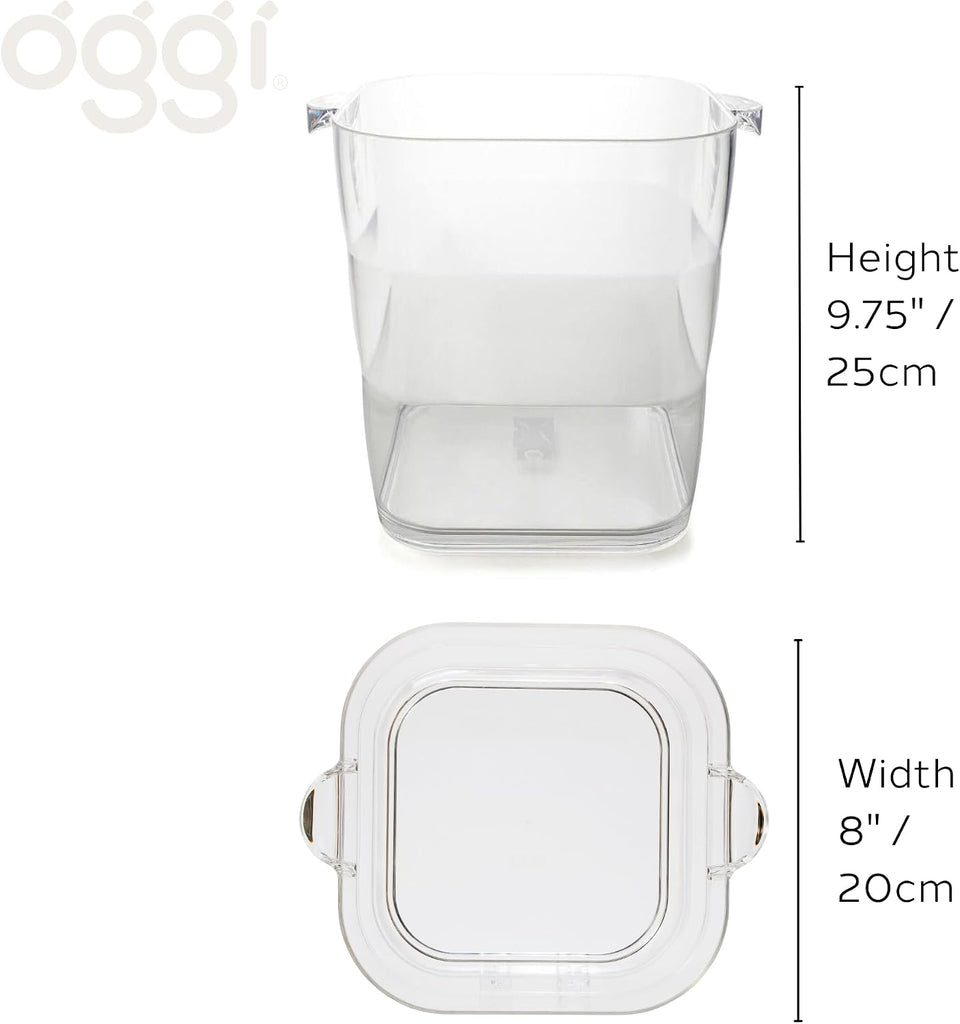 Acrylic Square Ice Bucket - Clear Beverage Cooler w/Handles, Wine Cooler, Beer Chiller, Ideal Drink Buckets