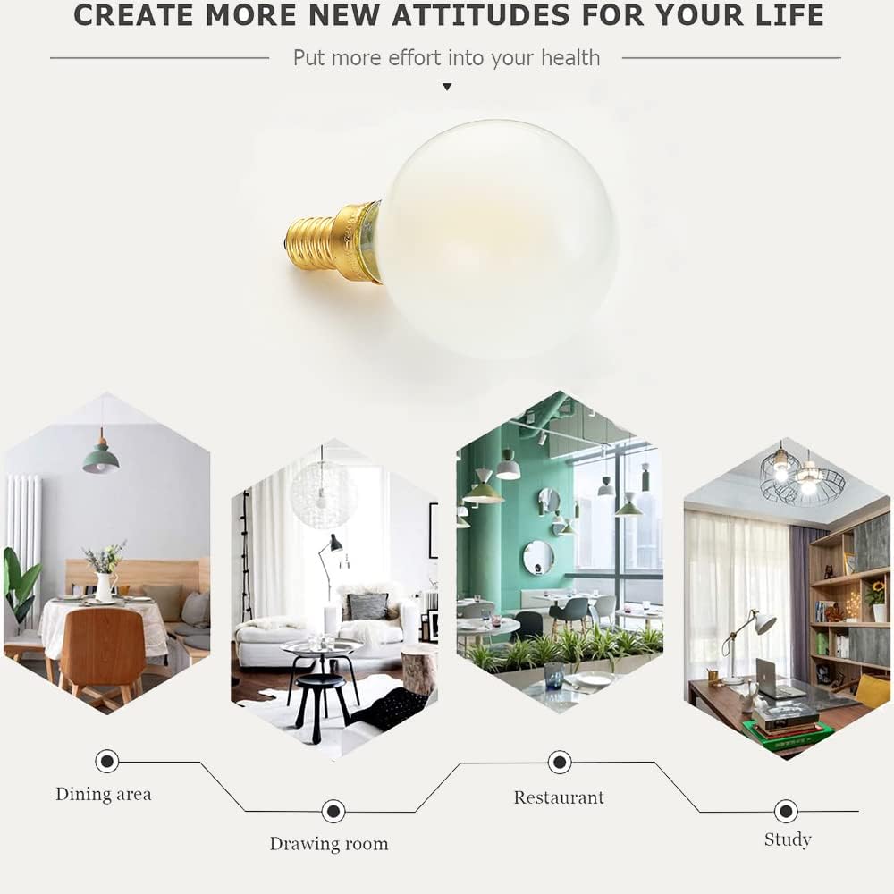 E12 Frosted LED Bulbs, 40W Candelabra Dimmable Chandelier Light Bulbs Daylight 4000k G16.5 4W E12 g50 Vintage Globe