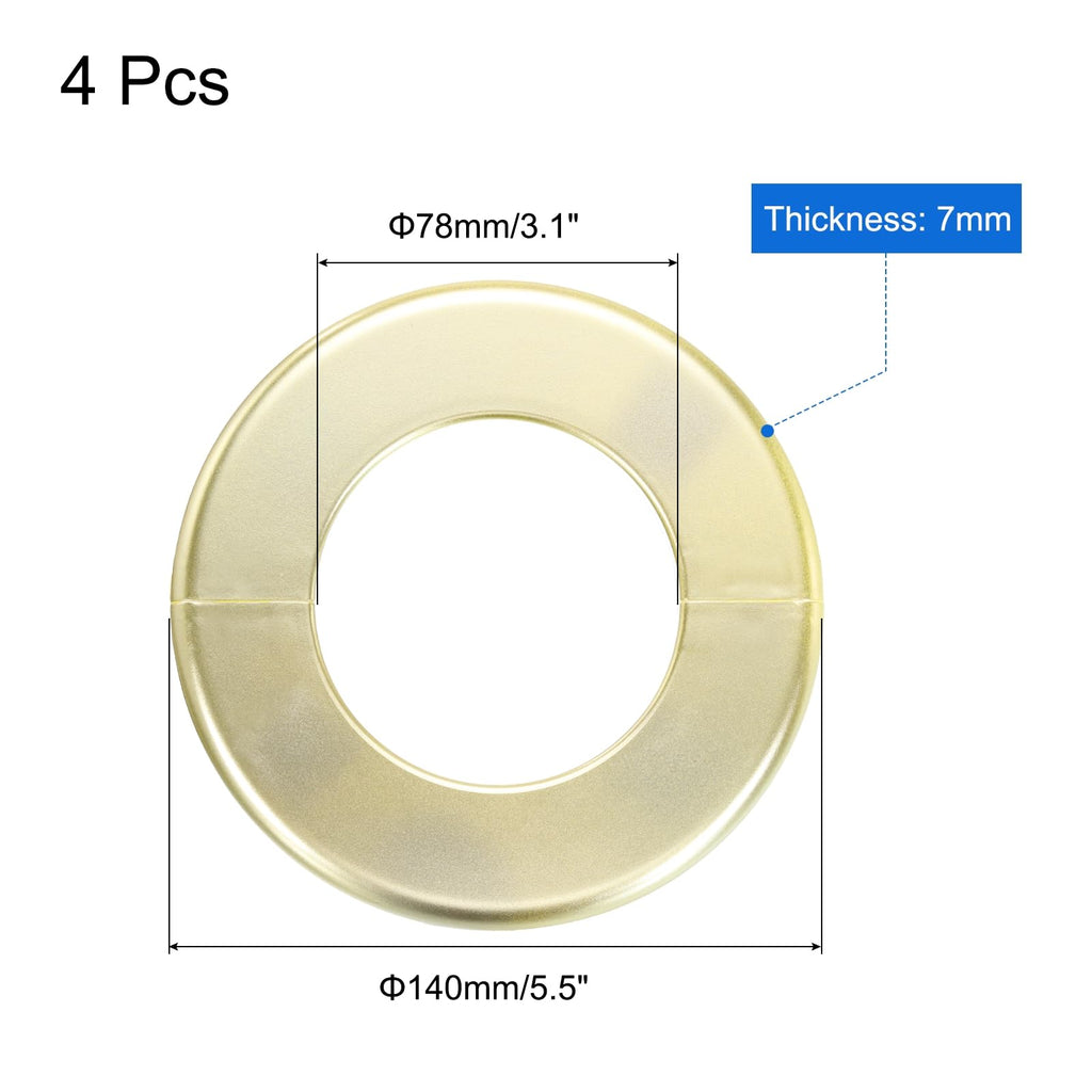4pcs Wall Split Flange 140mm / 5.5" OD Escutcheon Plate ABS Round Self-Adhesive Plumbing Cover Plates for 78mm / 3.1"