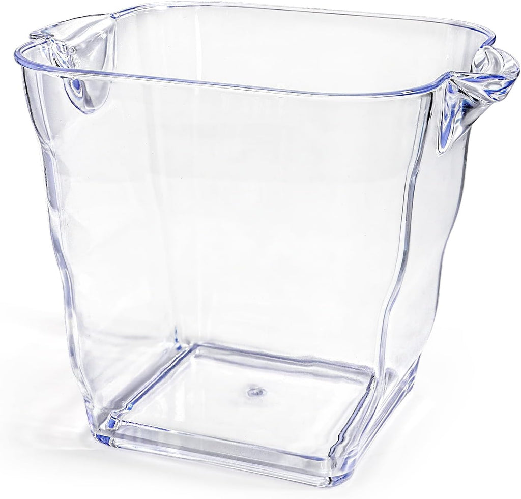 Square Ice Bucket, 4 Liter Plastic Champagne Bucket for Parties, Clear Beverage Tub with Handle Outdoor Bars, Patio