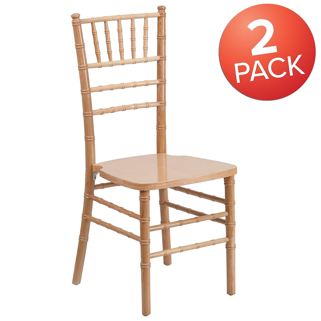 2 Pack HERCULES Series Natural Wood Chiavari Chair