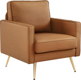 Modern Reading Chair — Cognac PU Leather