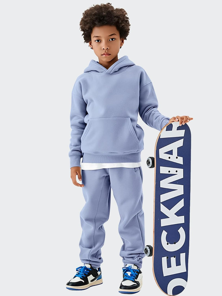 Kids Sweatsuit Girls Boys Fleece 2 Piece Outfits Hooded Sweatshirt and Jogger Sweatpants Athletic Clothing Sets