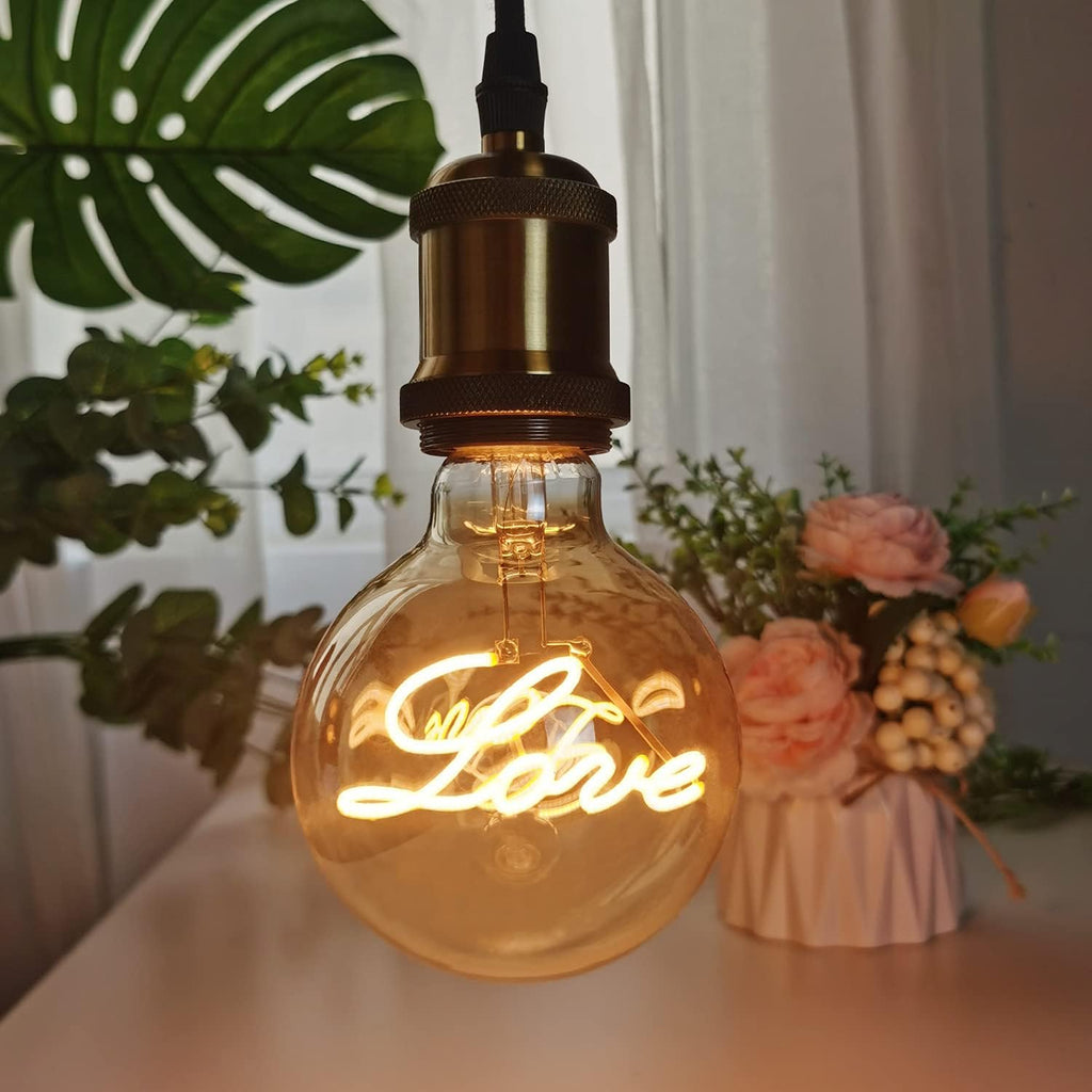 Edison Bulb Led Bulb Vintage 4W Dimmable 110-130V 2000Kelvin Super Yellow Warm Decorative Light Bulb (G30 Love Drop)