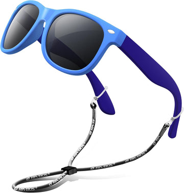Kids Sunglasses Polarized UV400 TPE with Strap for Boys Girls RBK004