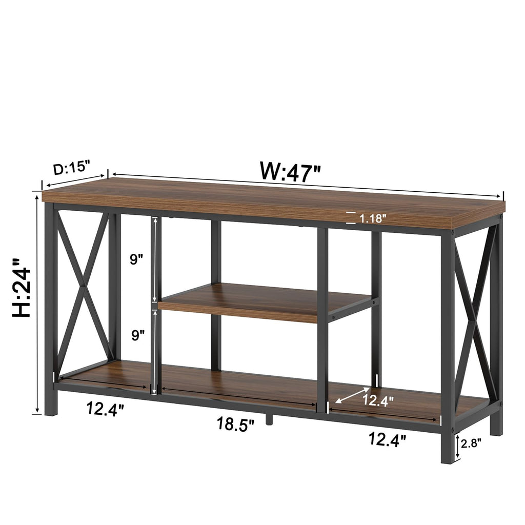 Modern Entertainment Center for TVs up to 55 Inch, Rustic Wood Television Stands, Industrial TV Console and TV