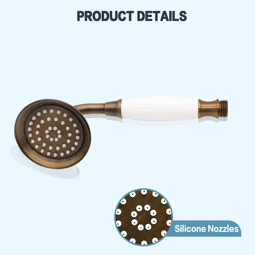 Vintage Hand-held Shower Rain Sprayer Telephone Shaped Ceramic Shower Head with 59 Inch Hose (Retro Bronze)