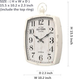 Menterry Large Retro Rectangle Wall Clock, White Antique Vintage Style