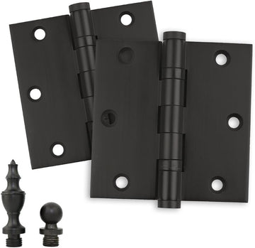 Door Hinge Solid Brass - 3.5 x 3.5 Inch, Heavy Duty, Oil Rubbed Bronze, Ball Bearings