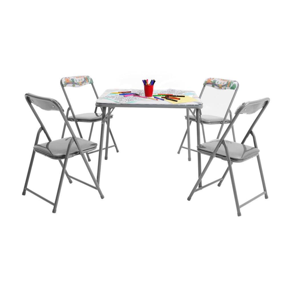 Mindy Kids 5-Piece Folding Table and Chair Set, Printed