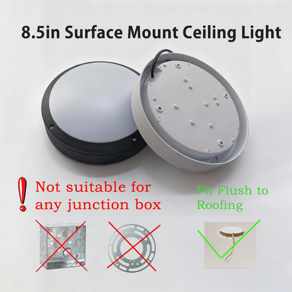 LED Flush Mount Ceiling Light, 8.5Inch Outdoor Wall Lights, IP65 All Aluminum Sealed Damp, 3000k, 15W Round Modern Simple
