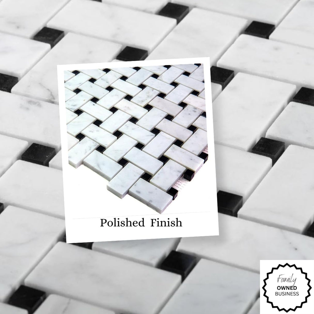 Bianco Carrara Basketweave Marble Mosaic Tile