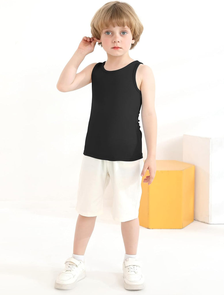 4 Pack Toddler Tank Top Boys Cotton Tank Undershirt Kids Sleeveless Undershirts Soft Round Neck Tank Tops