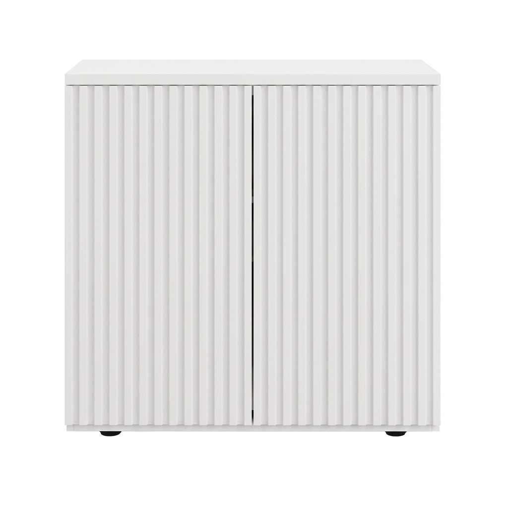 94.5" Fluted Sideboard Cabinet with Storage, Buffet Credenza, White