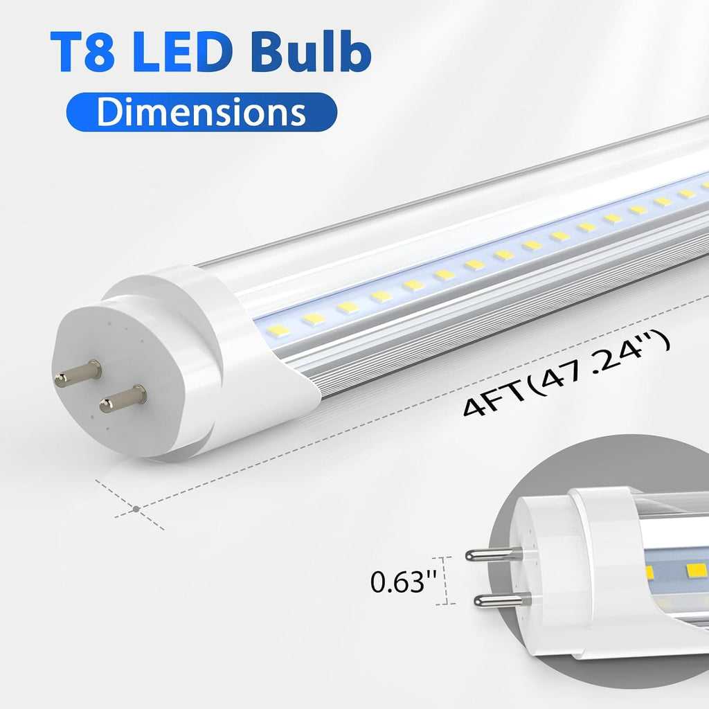 T8 LED Tube Lights 4Ft, Clear, 2-Pack