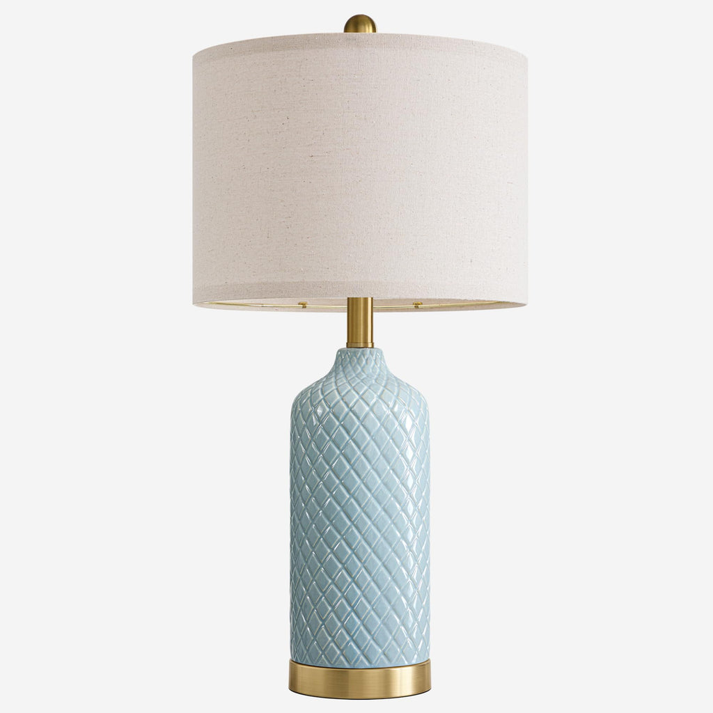 24.25" Table Lamp Modern Ceramic Blue Lamps Bedroom Bedside
