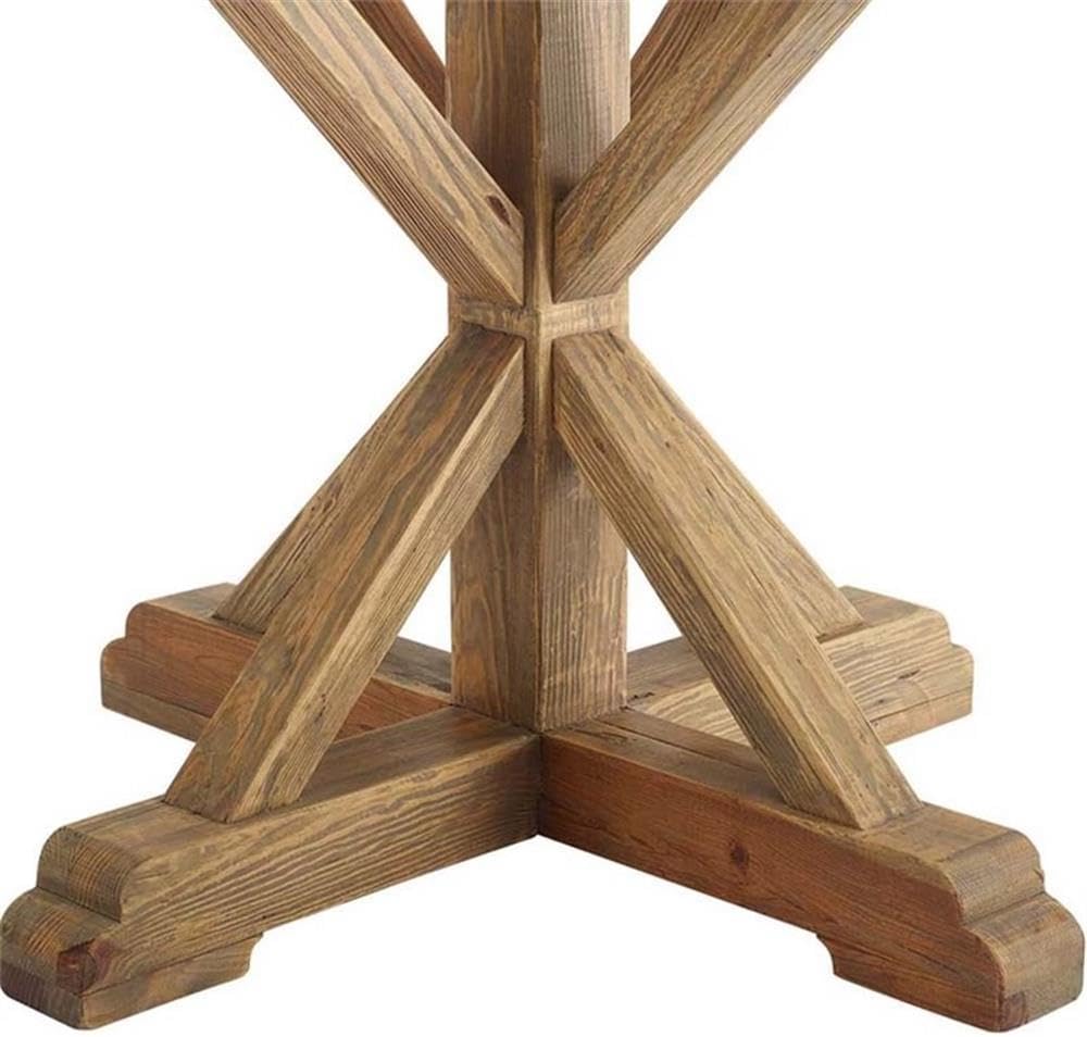 Stitch 71" Rustic Farmhouse Wood Round Kitchen and Dining Room Table, Brown