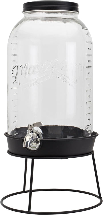 3 Gallon Glass Beverage Drink Dispenser with Leakproof Spigot and Metal Stand