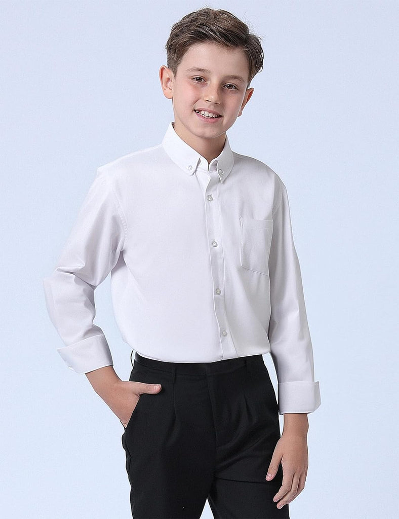 Boys Long Sleeve Button Down Dress Shirt with Chest Pocket