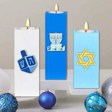 Set Hanukkah Tealight Candle Holder Chanukah Tea Light Votive Candle Hanukkah Table Decorations for Chanukah Jewish - Set of 6