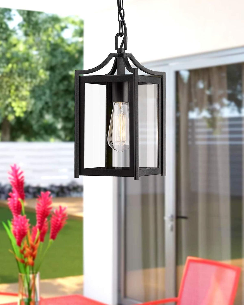 Outdoor Pendant Light, 14" Modern Hanging Chandelier with Adjustable Chain