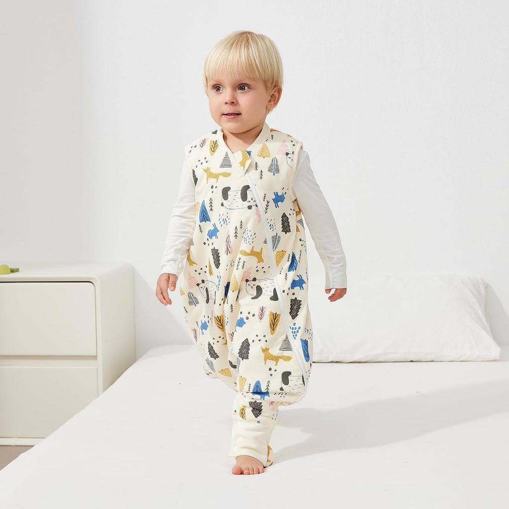 2.5 TOG Toddler Sleep Bag 2- 100% Cotton Winter Side Open Zipper Baby Sleep Sack with Feet, Warm Toddler Wearable