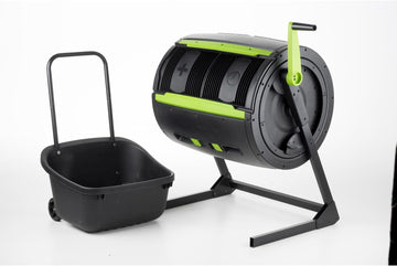 Compost Tumbler Two Stage - UV Protected & Zinc Frame - Easy Turning & Cart Included