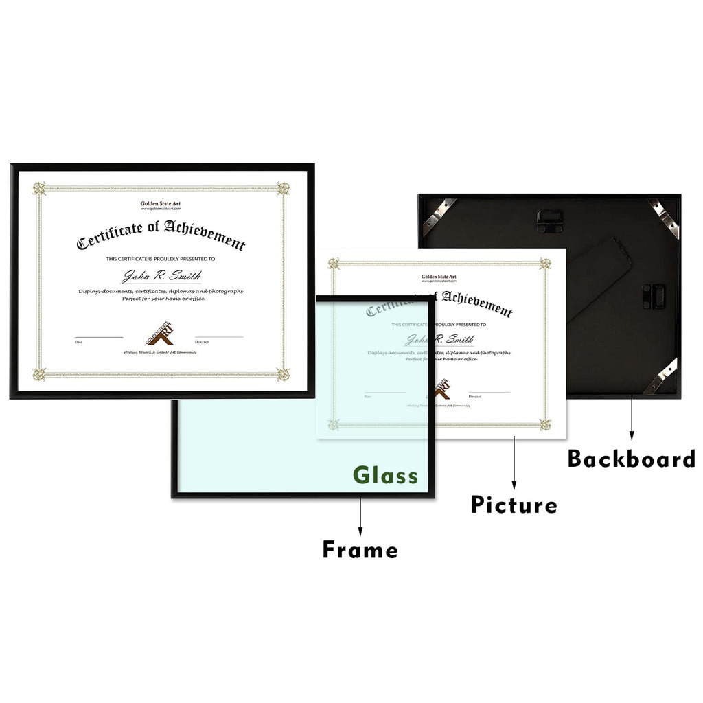 8.5x11 Metal Certificate Frame Black 2 Pack Real Glass