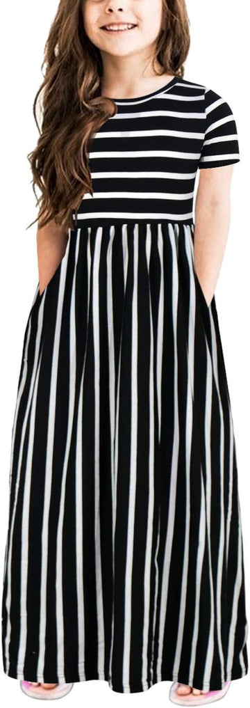 Girls Modest Casual Maxi Dress with Pockets