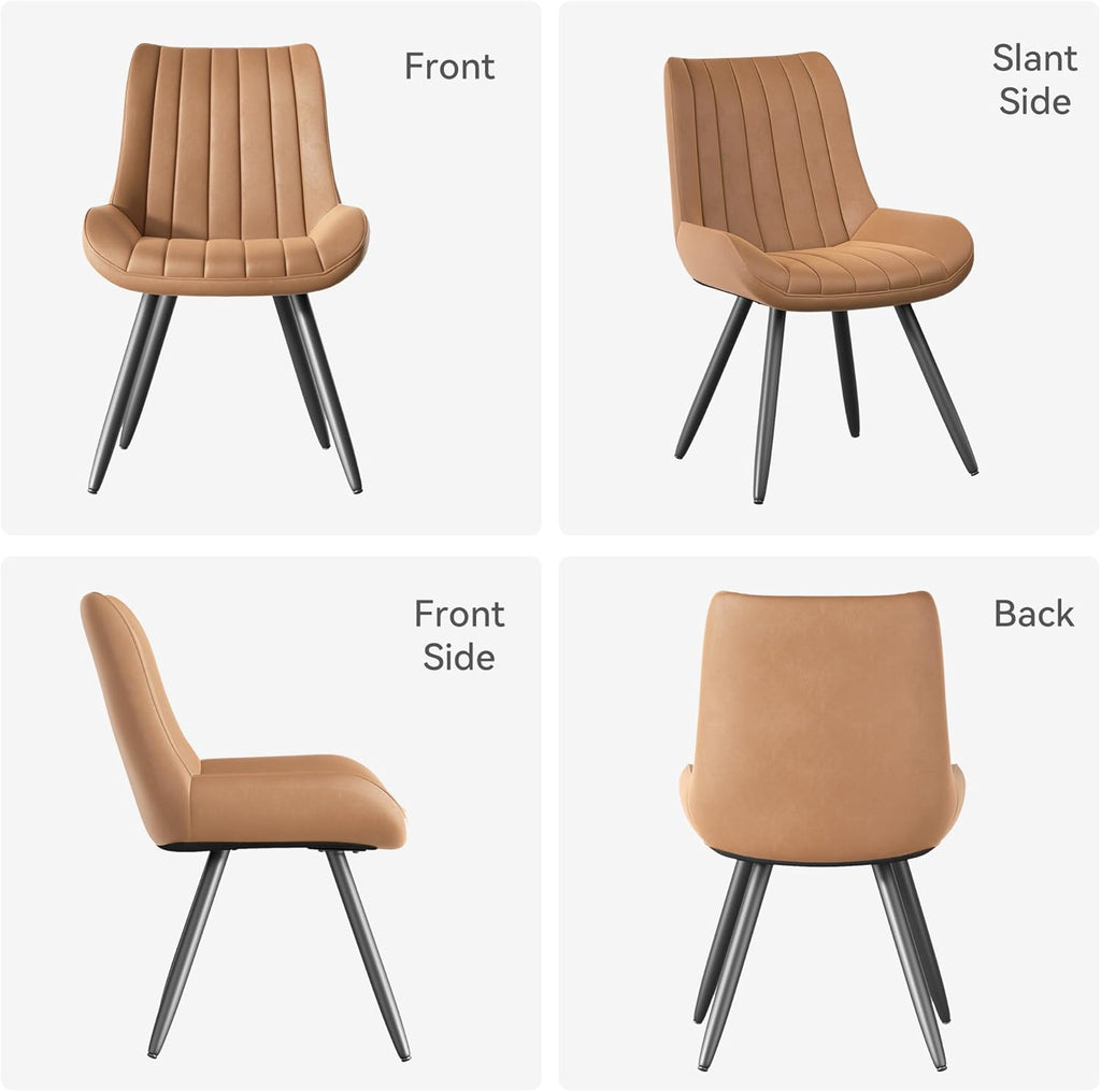 Dining Chairs Set of 4, Mid Century Modern Kitchen Chairs with Soft Cushion, Comfortable Upholstered Fabric Dining