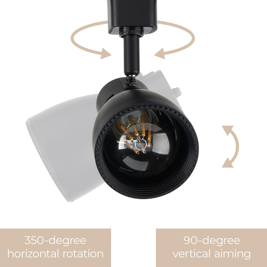 Luma Track Head E26 Base Socket (Lamp Sold Separately) in Black for H Track, Standard 3-Wire Track System (Single