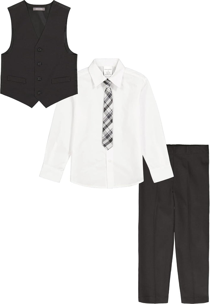 Boys' piece Formal Suit Set, Vest, Pants, Collared Dress Shirt, and Tie