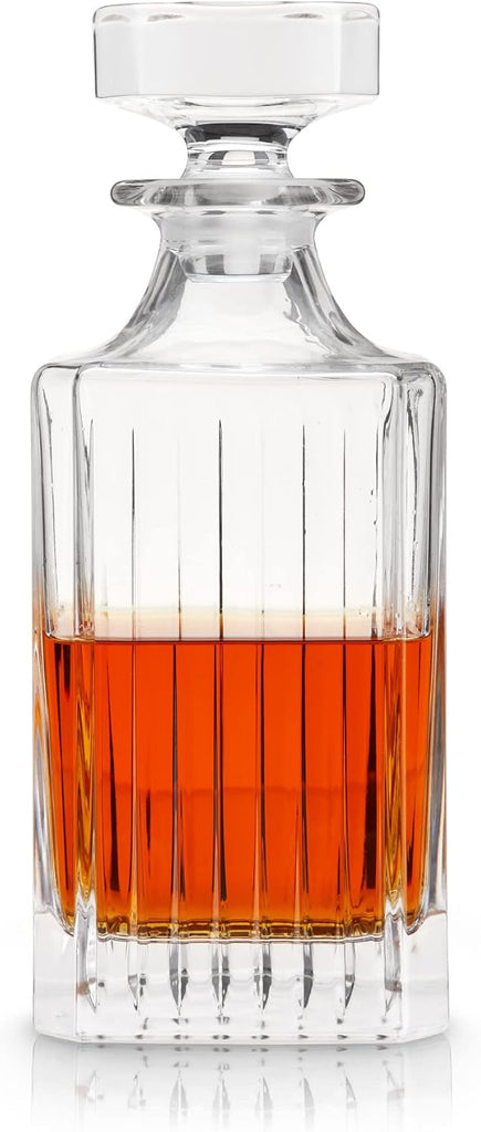 Reserve Milo Whiskey Decanter with Stopper, Stylish Crystal Liquor Decanter for Bourbon, Scotch, Spirits, Wedding