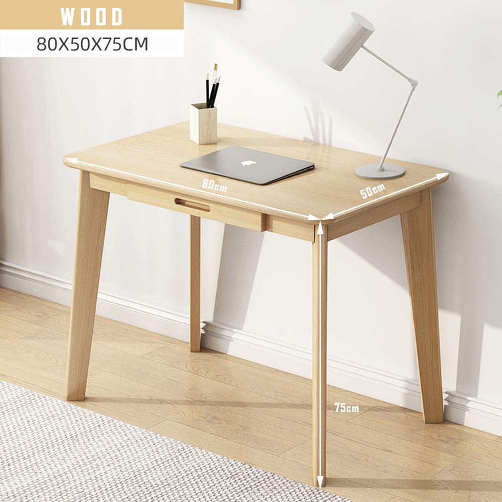 Solid Wood Writing Desk - Home Office Laptop Computer Table, Oak