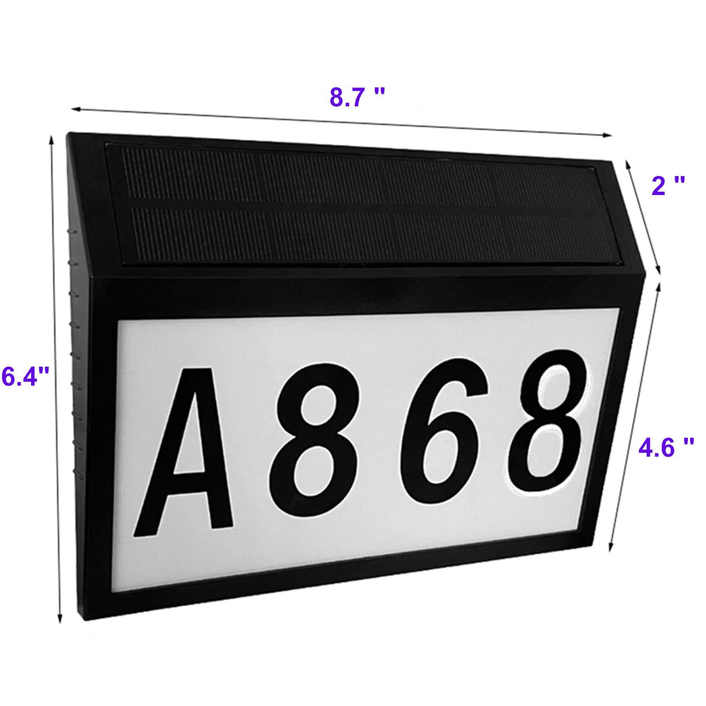 Solar Powered Address Numbers Signs, Lighted House Numbers Sign, Address Plaque Solar Powered Wall Mount Address