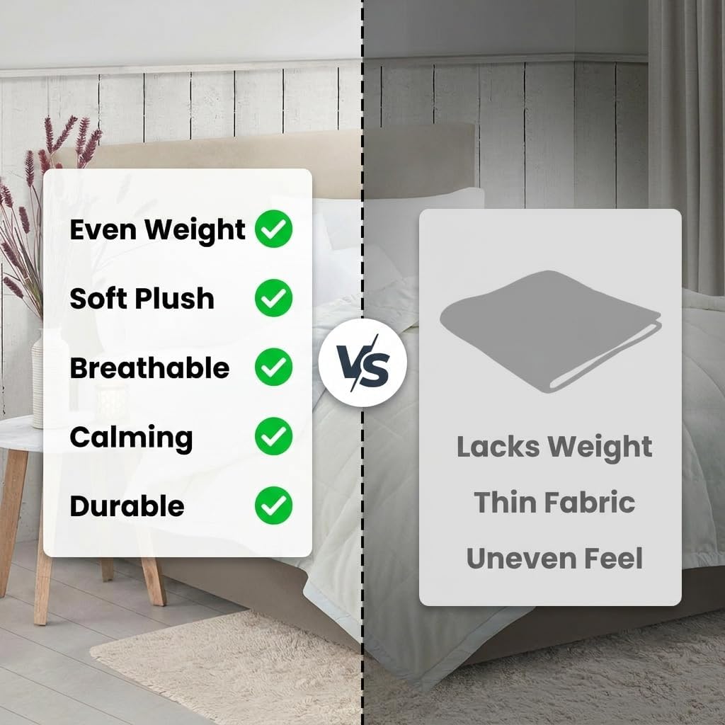 Weighted Blanket 15 lbs Queen Size Down Alternative Blanket, Reversible Minky Microfiber, HeiQ Smart Temperature