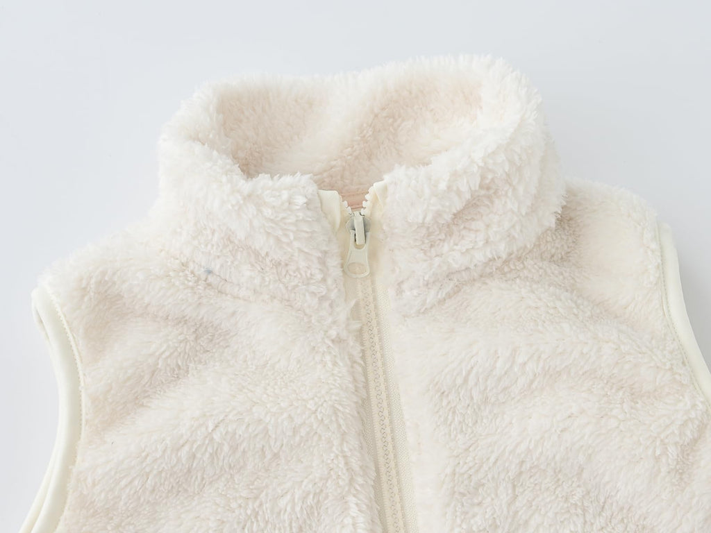 Toddler Girls Vest White Boys Fleece Vest Warm Sleeveless Zipper Jacket Fall Winter Outfits White 100