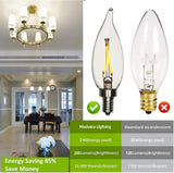 25W Equal LED Candelabra Bulb Bent Tip 2 Watts Warm White 2700K E12 Base Filament Style Chandelier Bulb. UL Listed