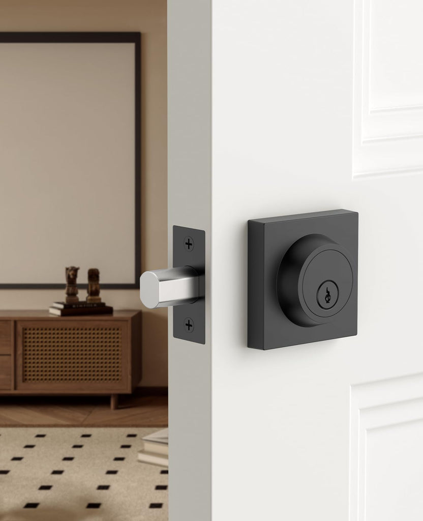 1 Pack Matte Black Heavy Duty Single Cylinder Deadbolts
