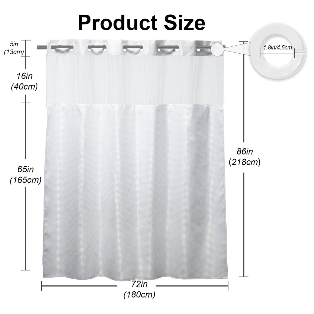 White Waffle Weave Shower Curtain with Snap in Liner Polyester Fabric Hotel and Spa Bathroom Decor Set Waterproof