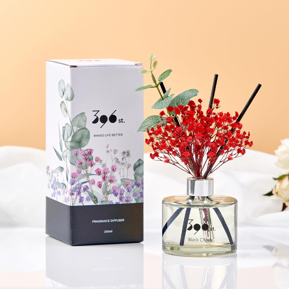 Preserved Baby's Breath Flower Reed Diffuser, Red Rose, 6.7oz(200ml) / Reed Diffuser Sets, Home Fragrance, Scented