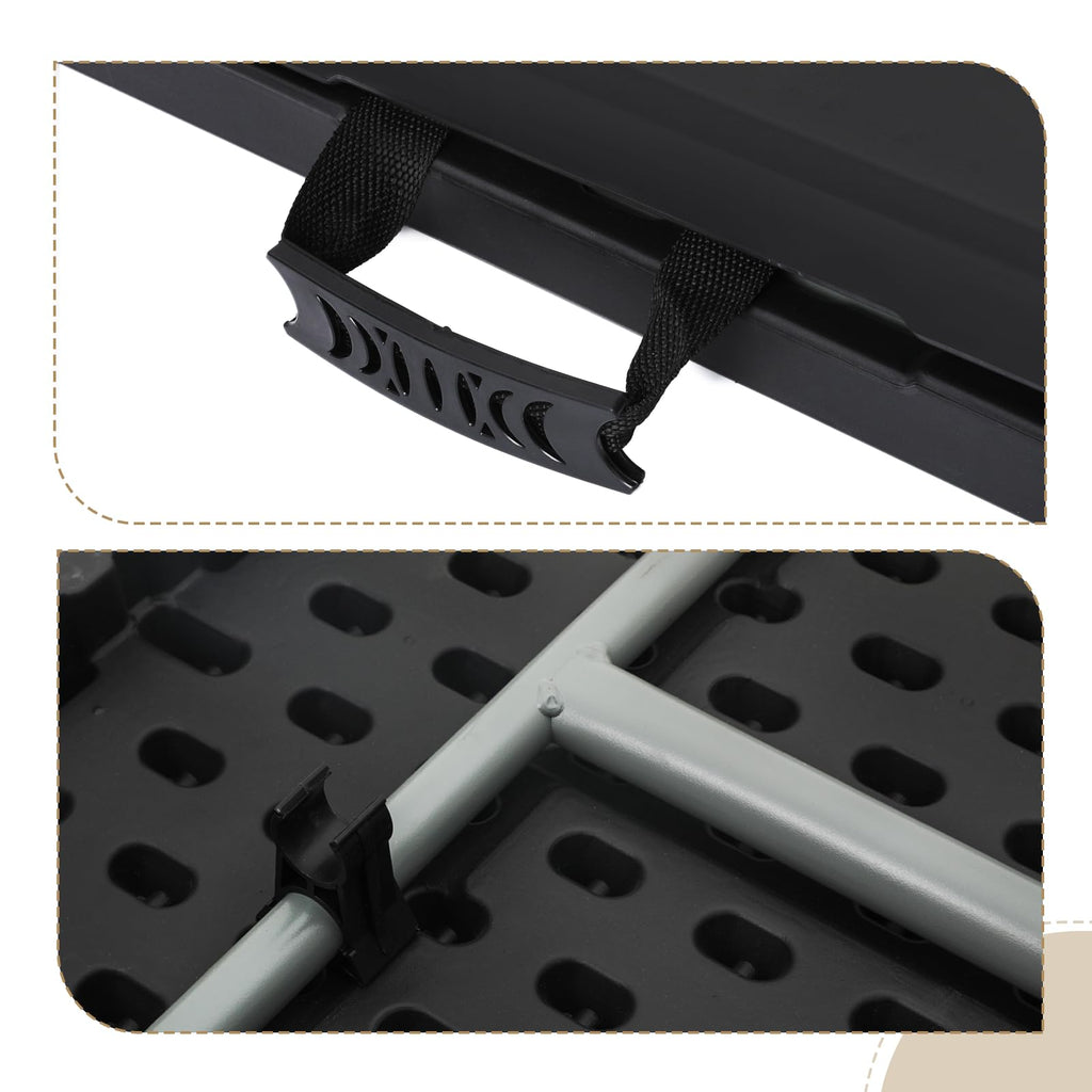 8ft Folding Table Plastic Fold-in-Half Table, Black
