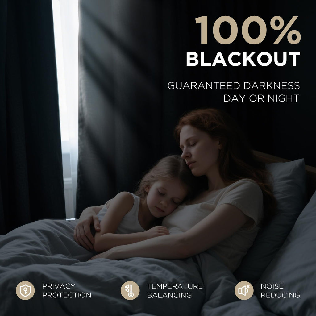 100% Blackout Curtains Velvet Black Out Curtain 96 Inch Drapes Living Room, Heat and Light Blocking, Thermal