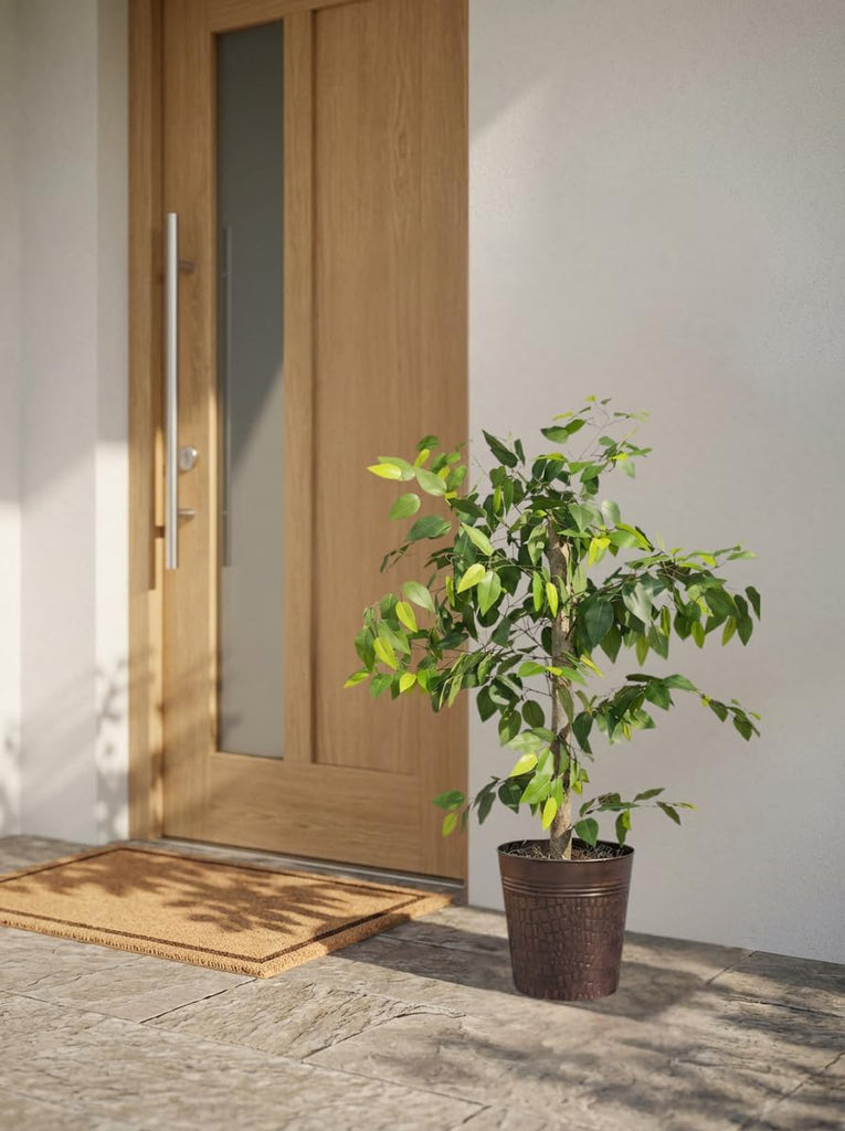 Artificial Tree 4ft Artificial Ficus Tree in Copper Metal Pot by - Faux Indoor Plant with Real Wood Trunk, Fully
